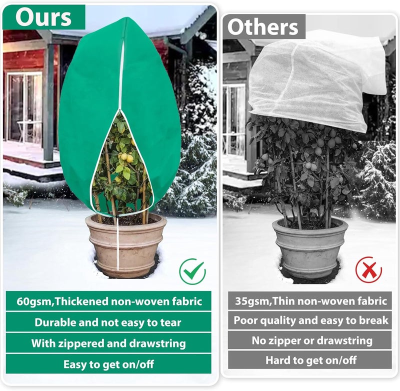 ANGAR 2 Pack Plant Covers Freeze Protection for Winter, 2.2oz/yd² (72" X 47") Frost Blankets Cloths With Zipper/Drawstring , Large Plant Frost Protection Covers Outdoor, for Shrub Bush Fruit Tree Potte - Image 5